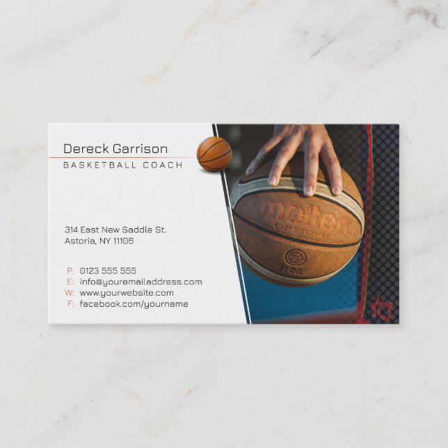 Basketball Instructor | Coach | Trainer Business Card (Front)