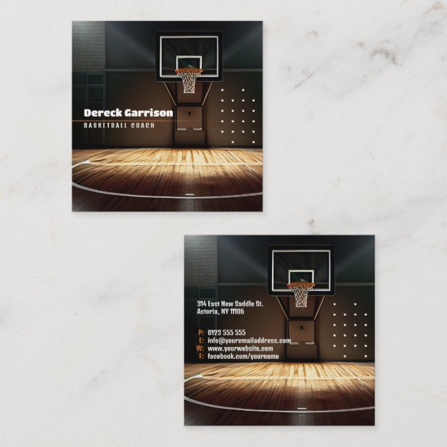 Basketball Instructor | Coach | Trainer Square Business Card (Front/Back)