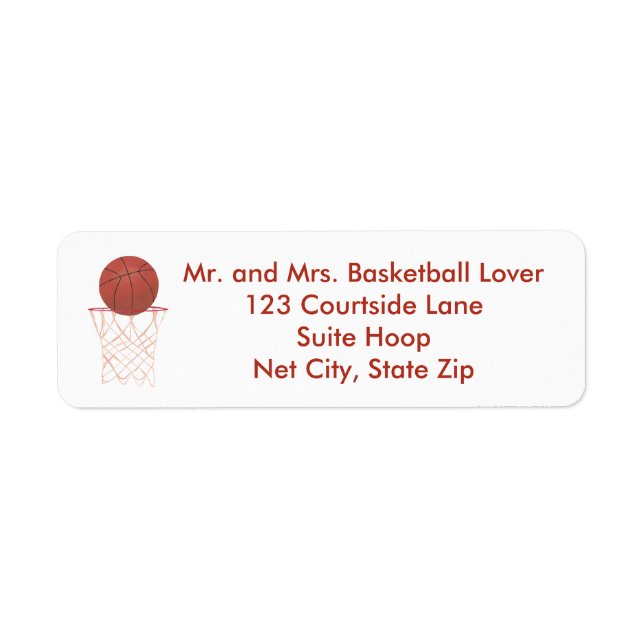 Basketball into the Hoop Net Painting Address Return Address Label (Front)