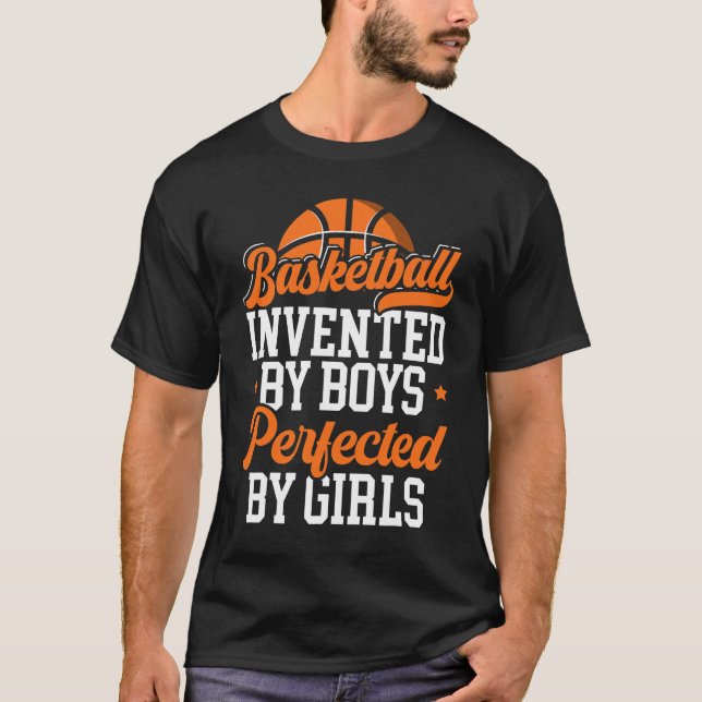 Basketball Invented By Boys Hoop Junkie Basketball T-Shirt (Front)