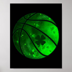Basketball Irish Shamrock Lucky Clover St Patrick' Poster