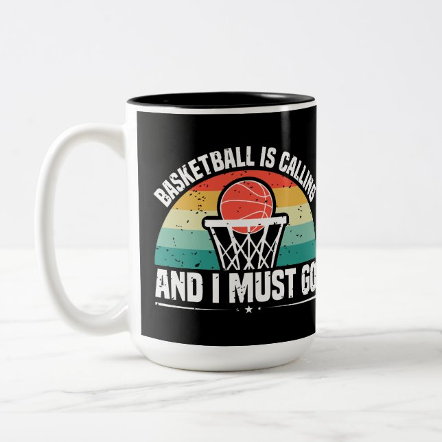 Basketball is Calling and I Must Go Two-Tone Coffee Mug (Left)