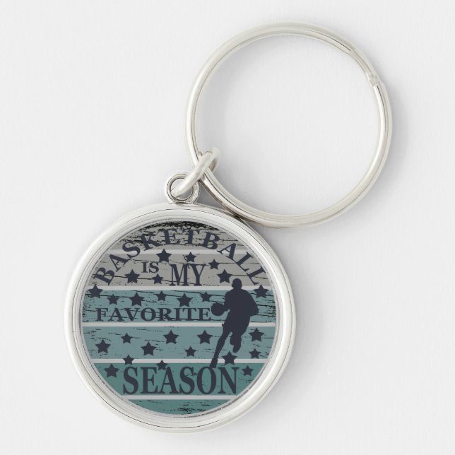 basketball is my favorite season retro sunset key ring (Front)