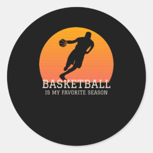 Basketball Is My Favourite Season Retro Sunset Classic Round Sticker