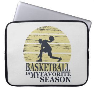 basketball is my favourite season retro sunset laptop sleeve