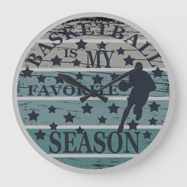 basketball is my favourite season retro sunset large clock (Front)