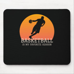 Basketball Is My Favourite Season Retro Sunset Mouse Pad