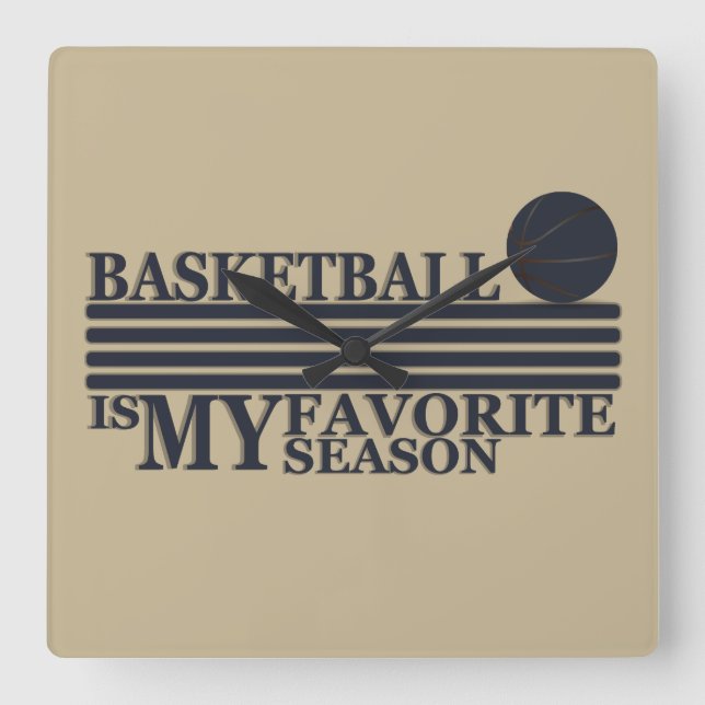 Basketball is my favourite season with blue ball square wall clock (Front)