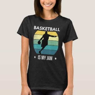 Basketball Is My Jam Sports Dunk Vintage Retro Sun T-Shirt