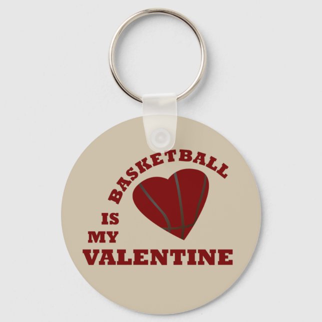 basketball is my valentine with red heart ball key ring (Front)