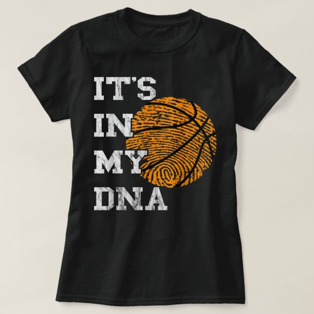 Basketball It Is In My DNA Fingerprint Playing Bas T-Shirt (Design Front)