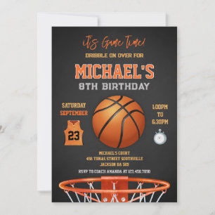 Basketball It's Game Time Sports Boy Birthday Invitation