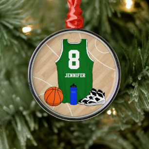 Basketball Jersey on court green Metal Ornament