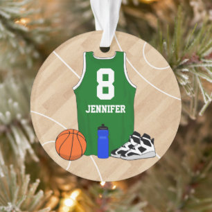 Basketball Jersey on court green Ornament