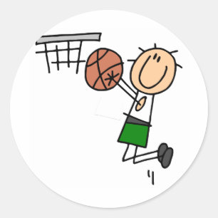 Basketball Jump Shot - Green T-shirts and Gifts Classic Round Sticker