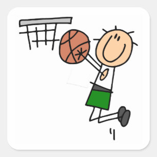 Basketball Jump Shot Green T-shirts and Gifts Square Sticker
