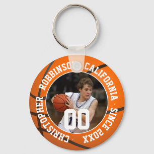 Basketball keychain w/ photo and player info
