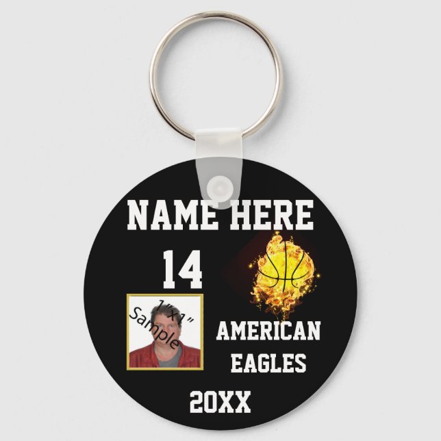 Basketball Keychains with Flame Photo (Front)