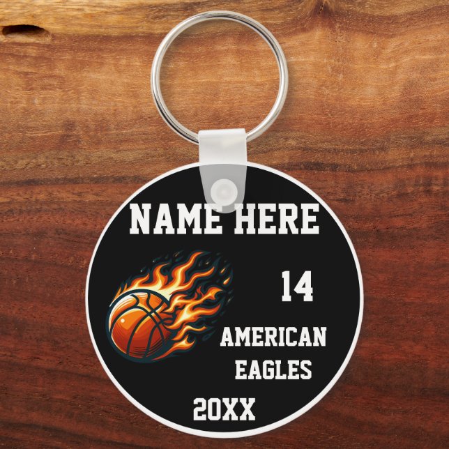 Basketball Keychains with Flame White (Front)