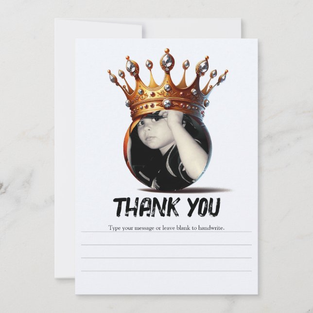 Basketball King Gold Crown Birthday Thank You Invitation (Front)