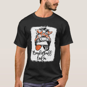 Basketball Lala Vintage Leopard Messy Bun Bleached T-Shirt