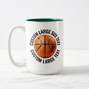 Basketball & Large Text HUNTER GREEN 15oz Custom Two-Tone Coffee Mug