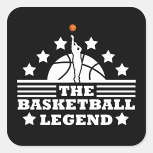 Basketball legend player white orange ball square sticker