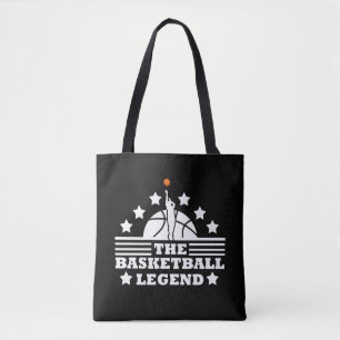 Basketball legend player white orange ball tote bag