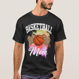 Basketball Leopard Heart Tie Dye Basketball Mom Ma T-Shirt