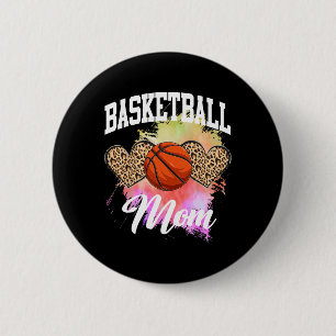 Basketball Leopard Heart Tie Dye Basketball Mum Ma 6 Cm Round Badge