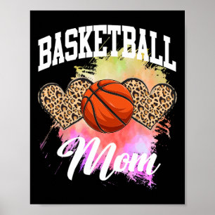 Basketball Leopard Heart Tie Dye Basketball Mum Ma Poster