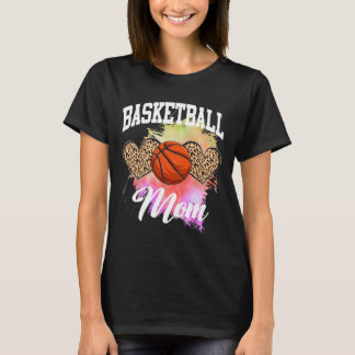 Basketball Leopard Heart tie dye Basketball Mum Ma T-Shirt