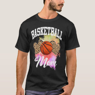 Basketball Leopard Heart tie dye Basketball Mum Ma T-Shirt