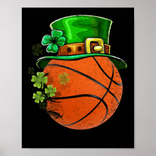 Basketball Leprechaun Shamrock St Patricks Day Poster