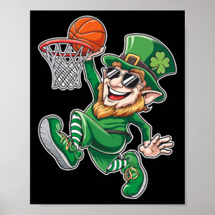 Basketball Leprechaun St. Patrick's Day Funny Play Poster