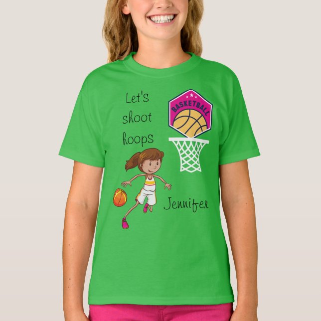 Basketball "Let's Shoot Hoops" Personalised    T-Shirt (Front)