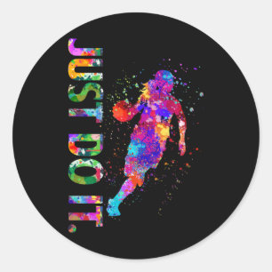 Basketball Life Watercolor Art  Classic Round Sticker