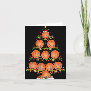 Basketball Lights Xmas Santa Basketball Christmas  Card