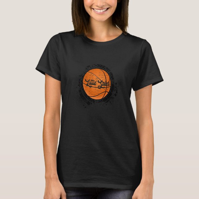 Basketball Little Sister Vintage Basketball Family T-Shirt (Front)