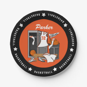 Basketball Locker Room Custom Player Name Number Paper Plate