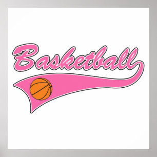 basketball logo pink womens girls poster
