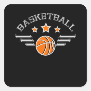 Basketball Logo With Wings Sport Team Square Sticker