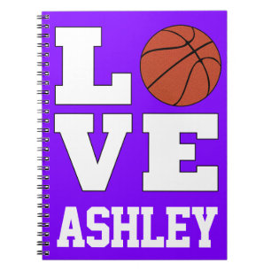 Basketball LOVE Custom Basketball Player Name/Text Notebook