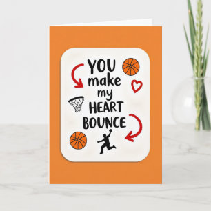 Basketball Love Heart Bounce Card