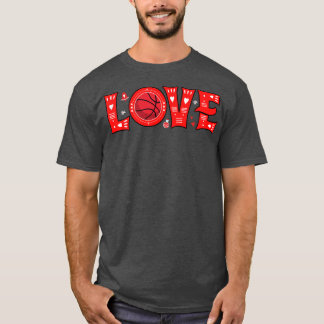 Basketball Love Heart Plaid Funny Basketball Valen T-Shirt