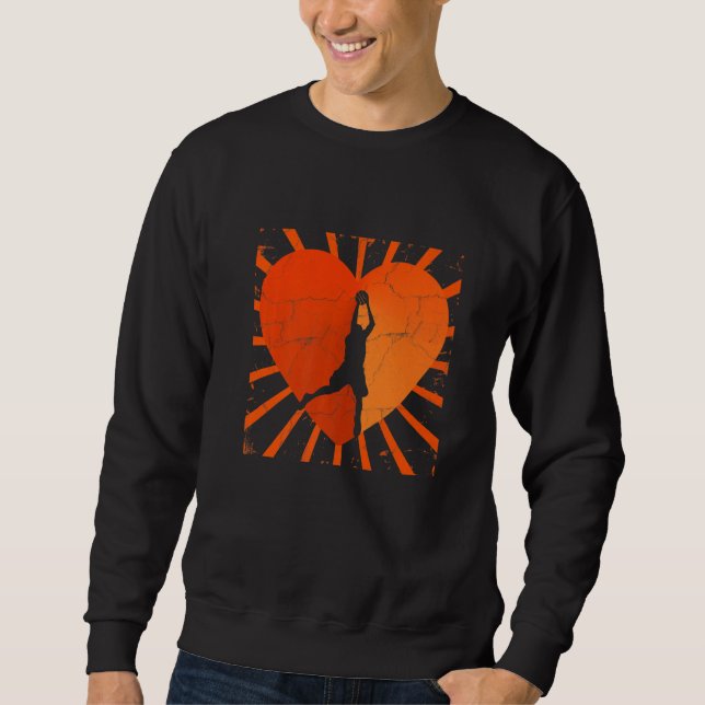 Basketball Love Hoops Ball Life Bball Dunk Heart Sweatshirt (Front)