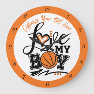 Basketball Love My Boy Quote Sports Personalised Large Clock