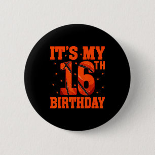 Basketball Lover 16 Years Old It's 16th Humor 6 Cm Round Badge