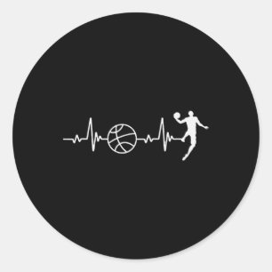 Basketball Lover Heartbeat Retro Basketball Classic Round Sticker