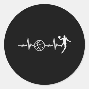 Basketball Lover Heartbeat Retro Basketball Player Classic Round Sticker